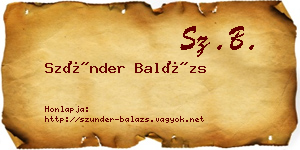 Szünder Balázs névjegykártya